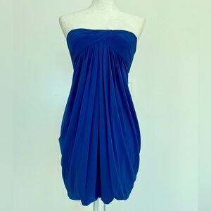 Vintage BCBG MaxAzria Blue Strapless Bubble Dress Sweetheart Y2K S